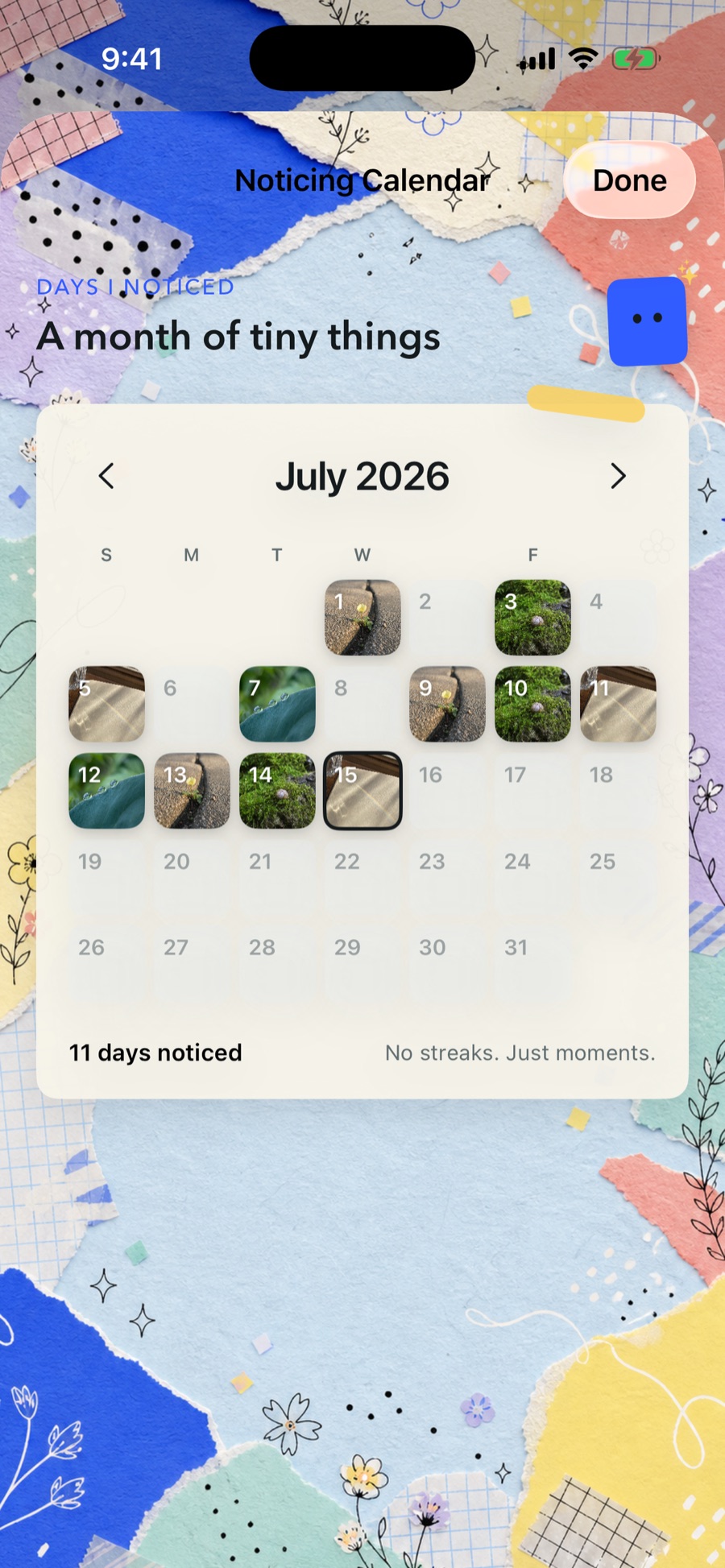 Things Noticed calendar