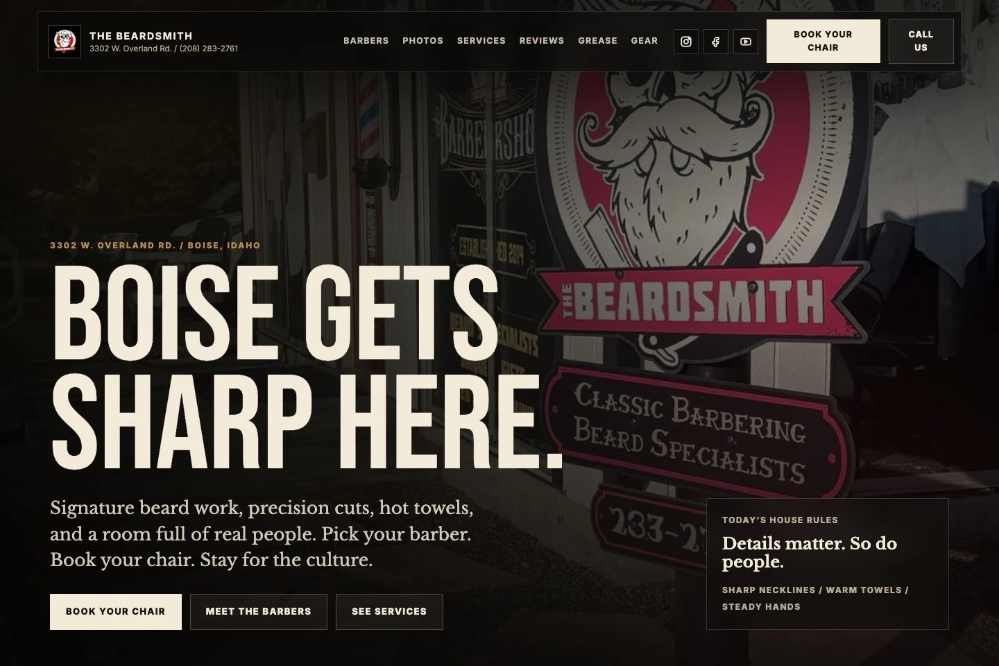 The Beardsmith website on desktop