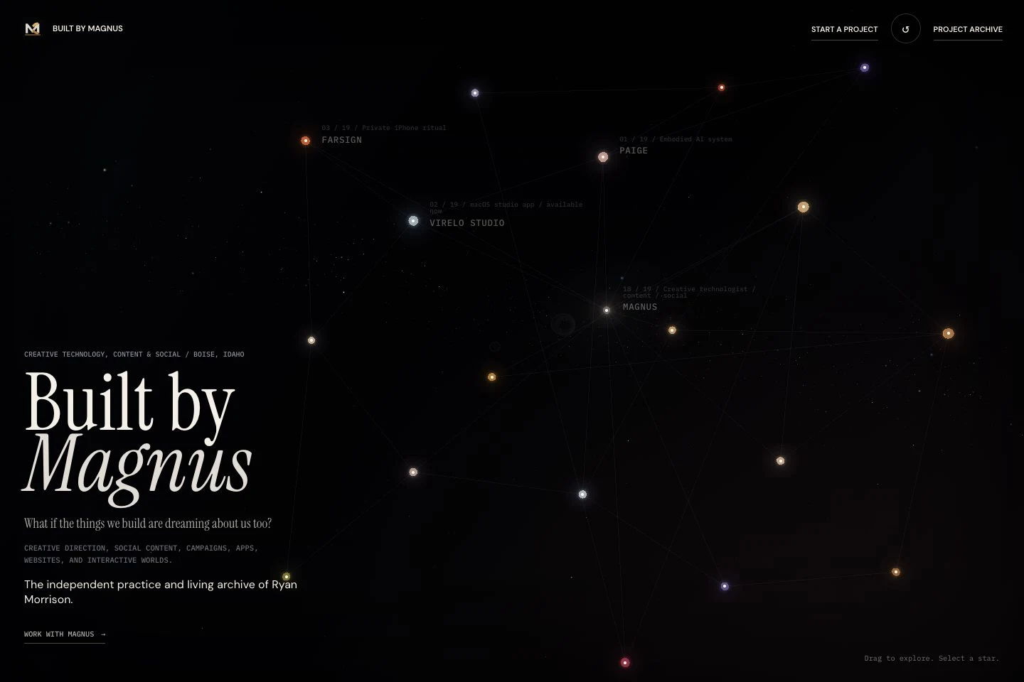 The Built by Magnus website shown in a desktop browser preview