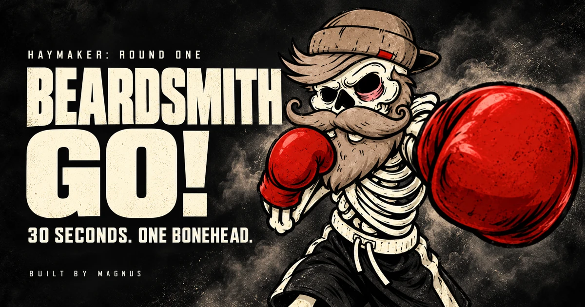 Beardsmith Go! Haymaker: Round One. Thirty seconds. One bonehead.