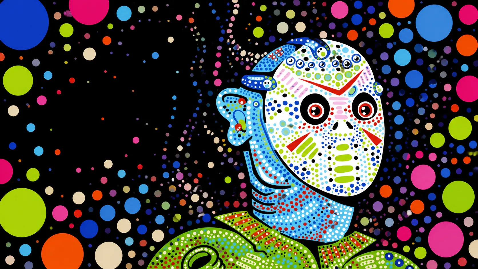 Colorful dotted exhibition artwork from Dot Field, Art by Magnus.